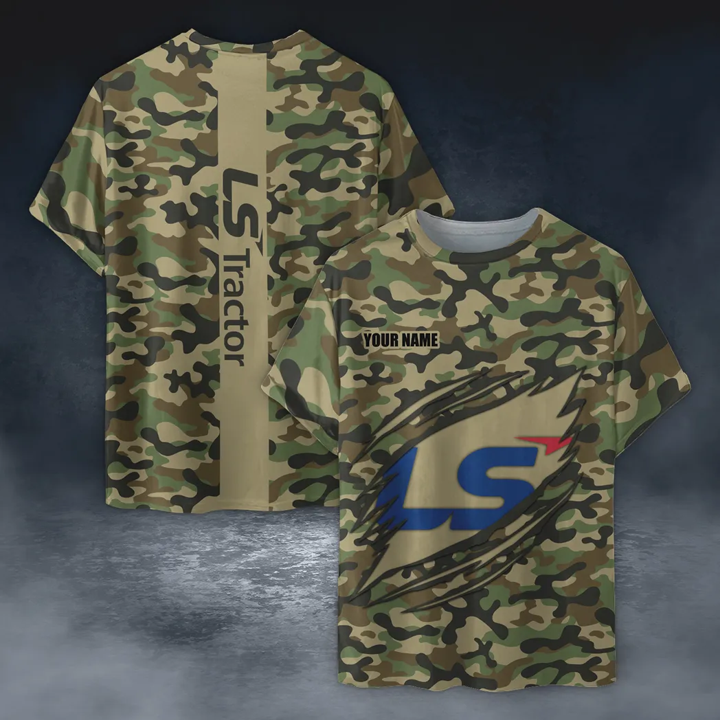 LS Tractor T-Shirt im Camouflage-Stil, Oversized Hemd CAR210040825718