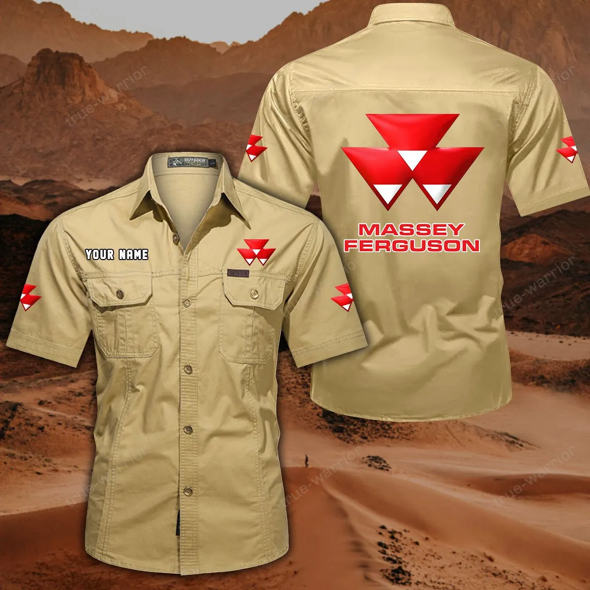 massey ferguson hemd mit kurzen rmeln all over print kurzarmhemd car444052625962 khaki b1fn5