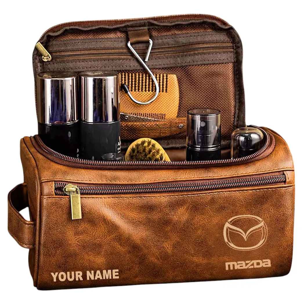 mazda ledertasche personalisierte kulturtasche gelbbraun car44005072558 idudp