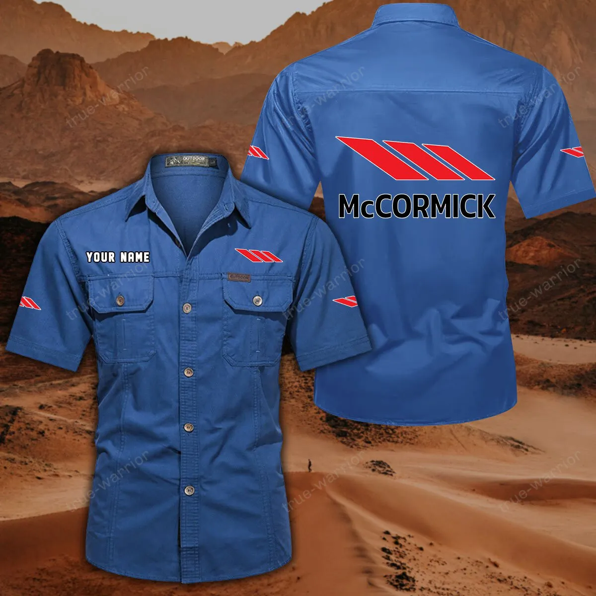 McCormick Hemd mit kurzen Ärmeln, All-Over-Print Kurzarmhemd CAR444052625921 - Cowboyblau
