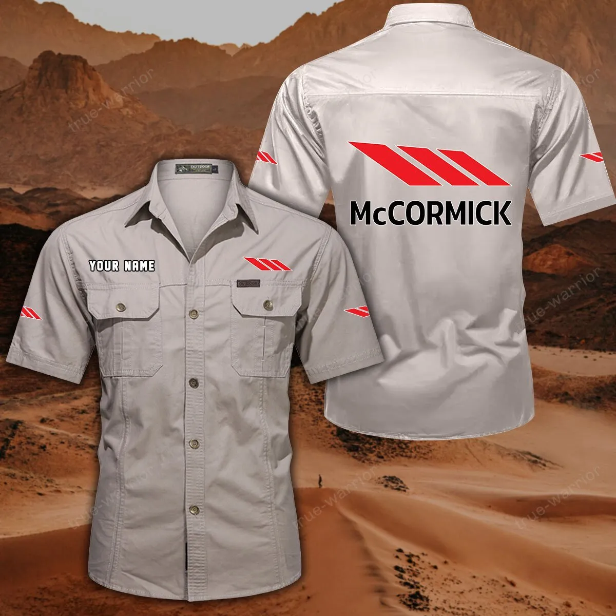 McCormick Hemd mit kurzen Ärmeln, All-Over-Print Kurzarmhemd CAR444052625921 - Cremeweiß