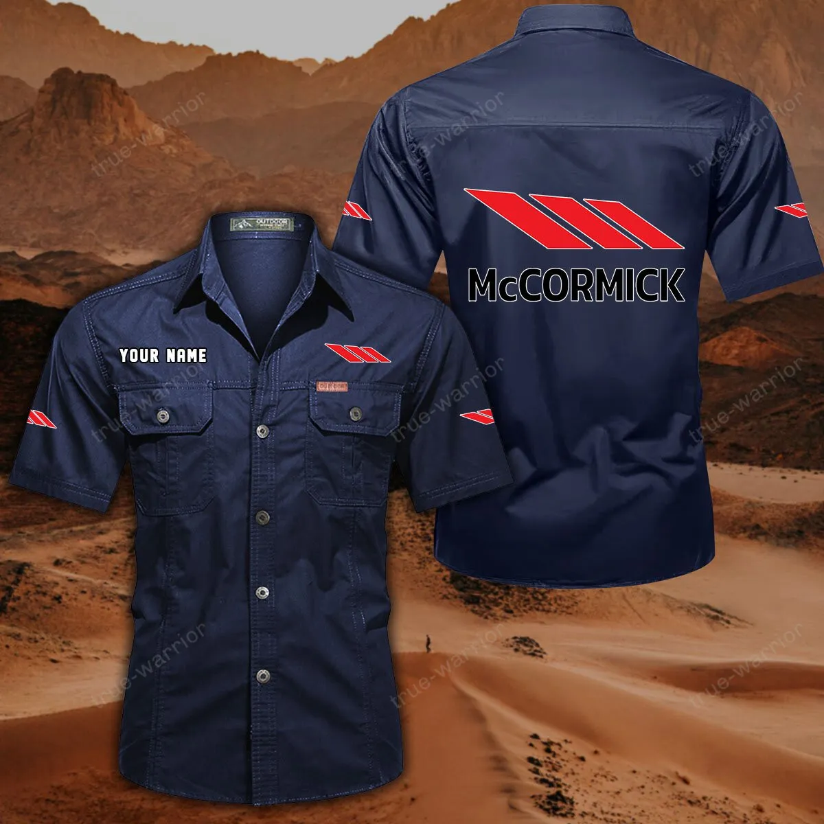 McCormick Hemd mit kurzen Ärmeln, All-Over-Print Kurzarmhemd CAR444052625921 - Dunkelblau