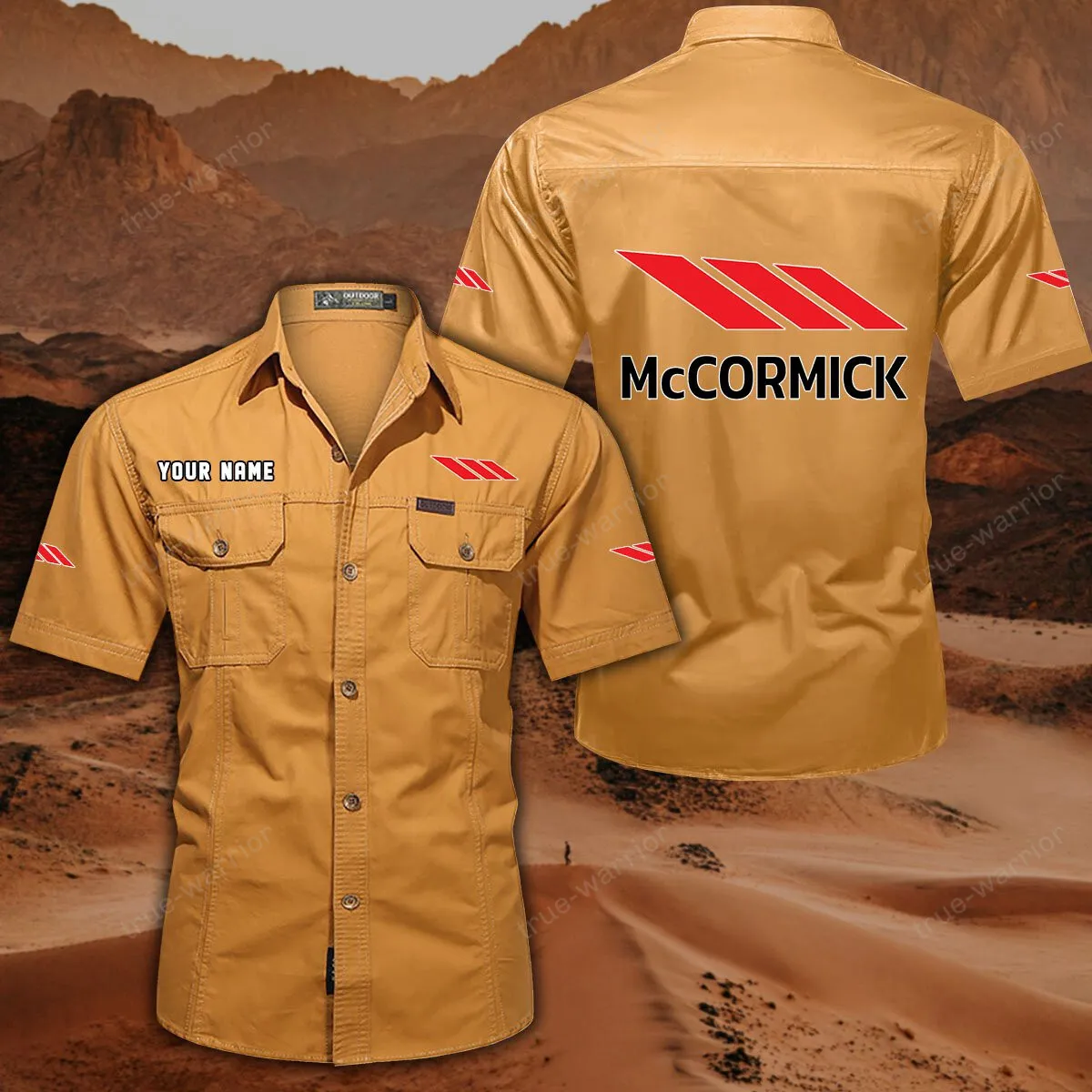 McCormick Hemd mit kurzen Ärmeln, All-Over-Print Kurzarmhemd CAR444052625921 - Gelb-Orange