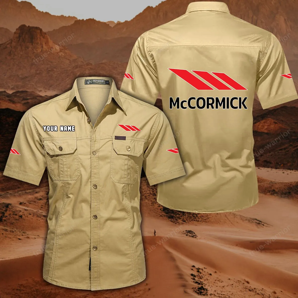 McCormick Hemd mit kurzen Ärmeln, All-Over-Print Kurzarmhemd CAR444052625921 - Khaki