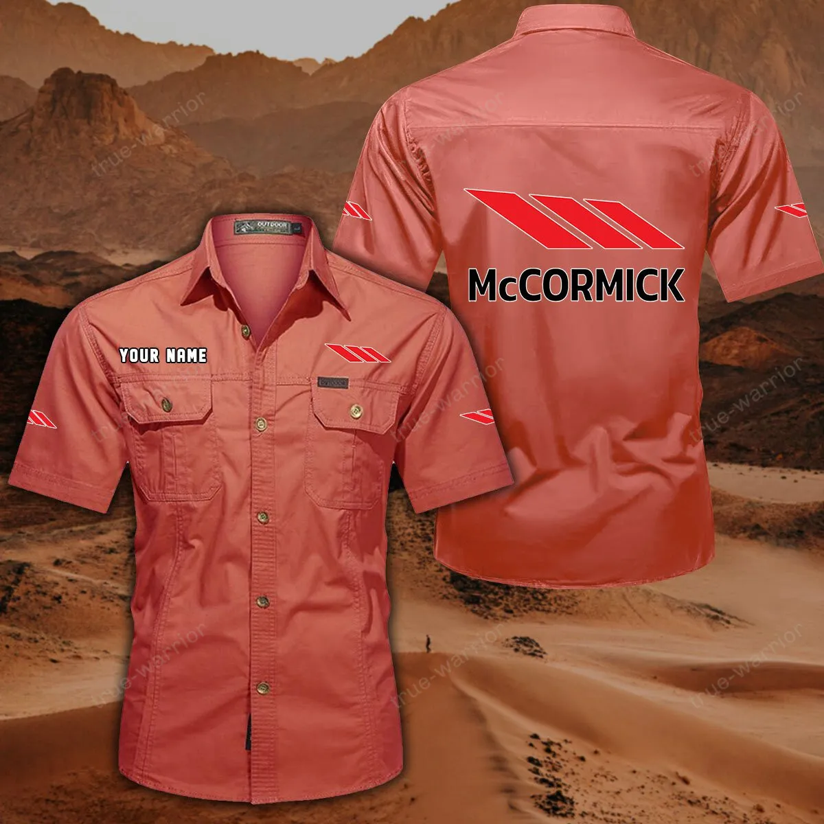 McCormick Hemd mit kurzen Ärmeln, All-Over-Print Kurzarmhemd CAR444052625921 - Rot