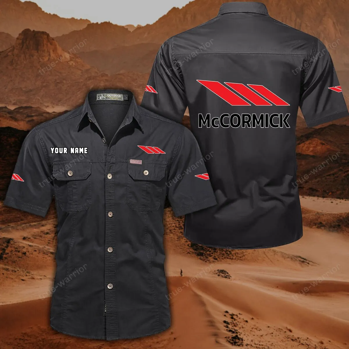 McCormick Hemd mit kurzen Ärmeln, All-Over-Print Kurzarmhemd CAR444052625921 - Schwarz