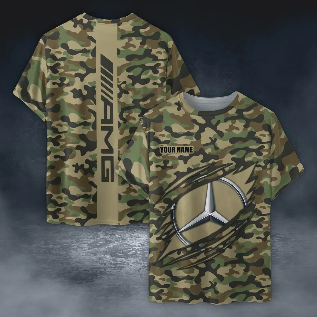 Mercedes AMG T-Shirt im Camouflage-Stil, Oversized Hemd CAR210040825751