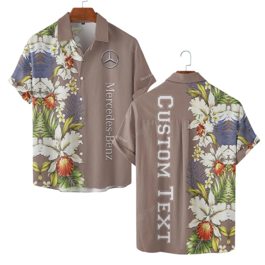 Mercedes Benz Hawaiihemd für Männer, Hawaiian Shirt für Mercedes Benz Fan CAR1230304001 - Brown