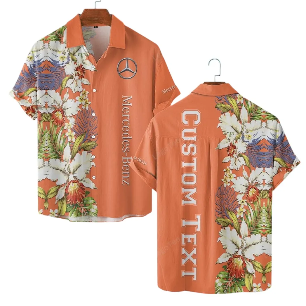 Mercedes Benz Hawaiihemd für Männer, Hawaiian Shirt für Mercedes Benz Fan CAR1230304001 - Orange