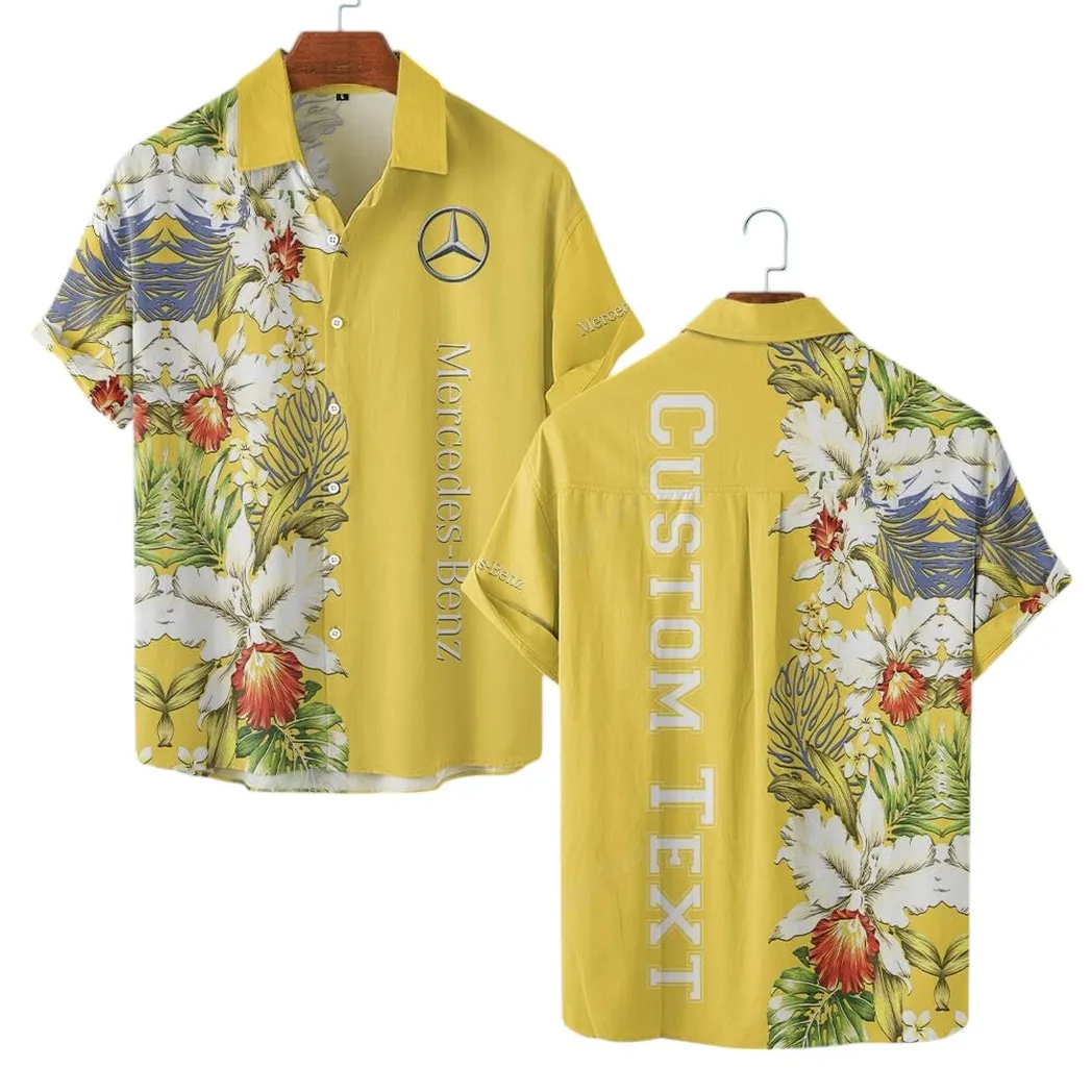 Mercedes Benz Hawaiihemd für Männer, Hawaiian Shirt für Mercedes Benz Fan CAR1230304001 - Yellow