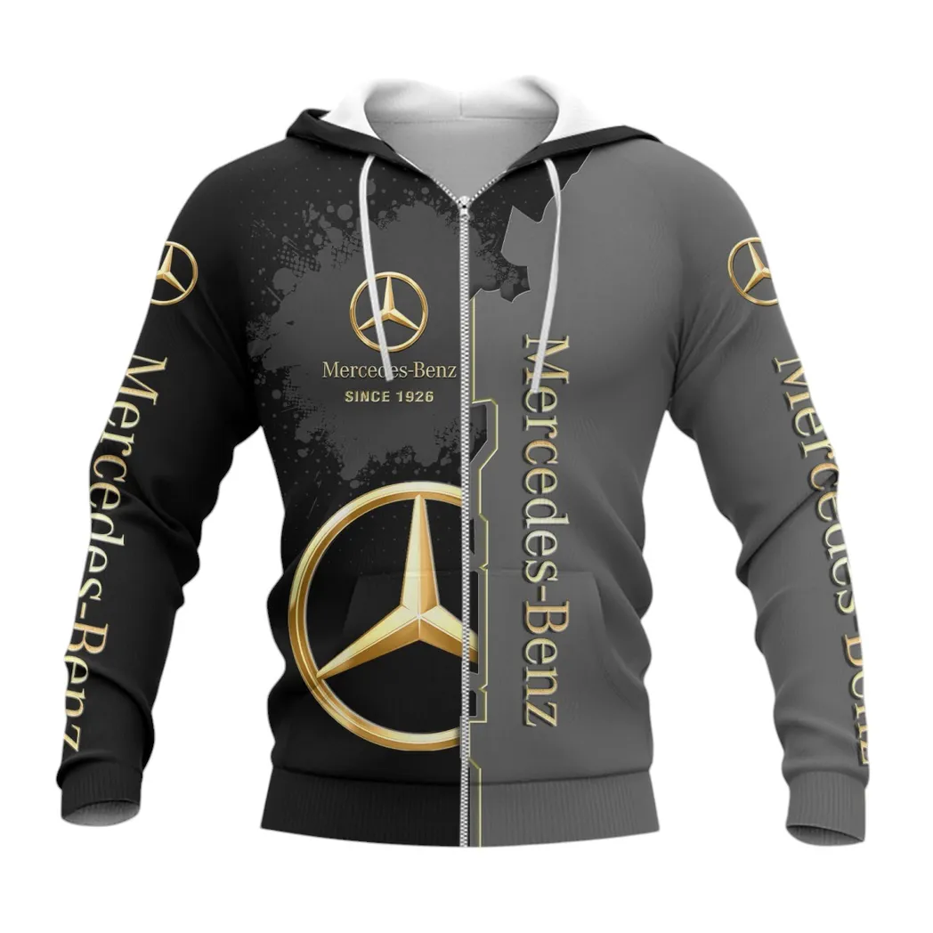 Mercedes Benz Hoodie mit reißverschluss, Allover-Druck Hoodie Mercedes Benz Fan CAR44021725060-3