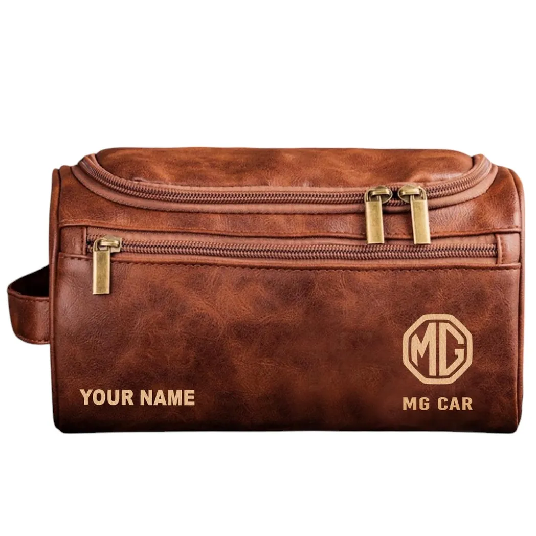 MG Automobile Ledertasche, Personalisierte Kulturtasche - Rotbraun CAR44005072560