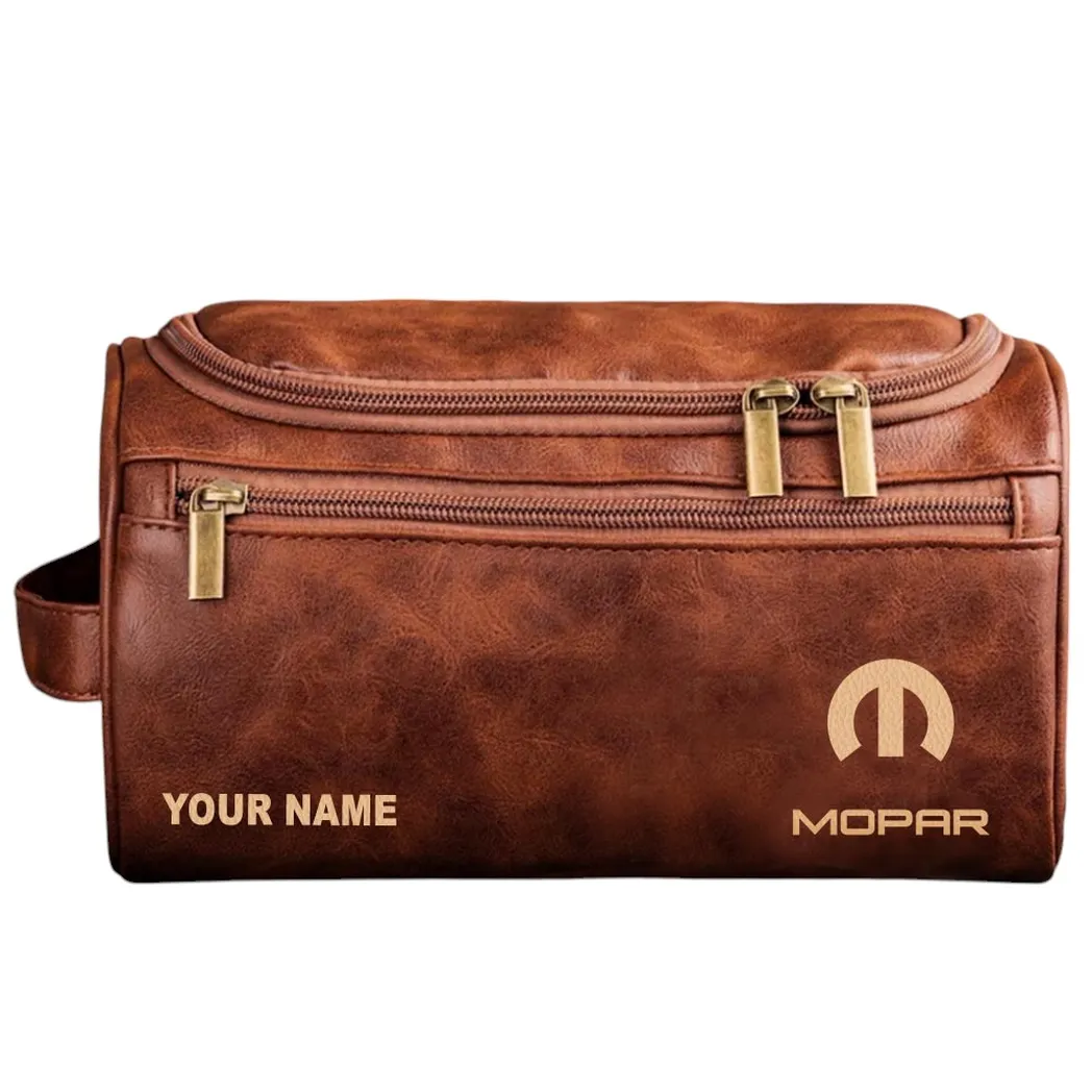 Mopar Ledertasche, Personalisierte Kulturtasche - Rotbraun CAR44005072502
