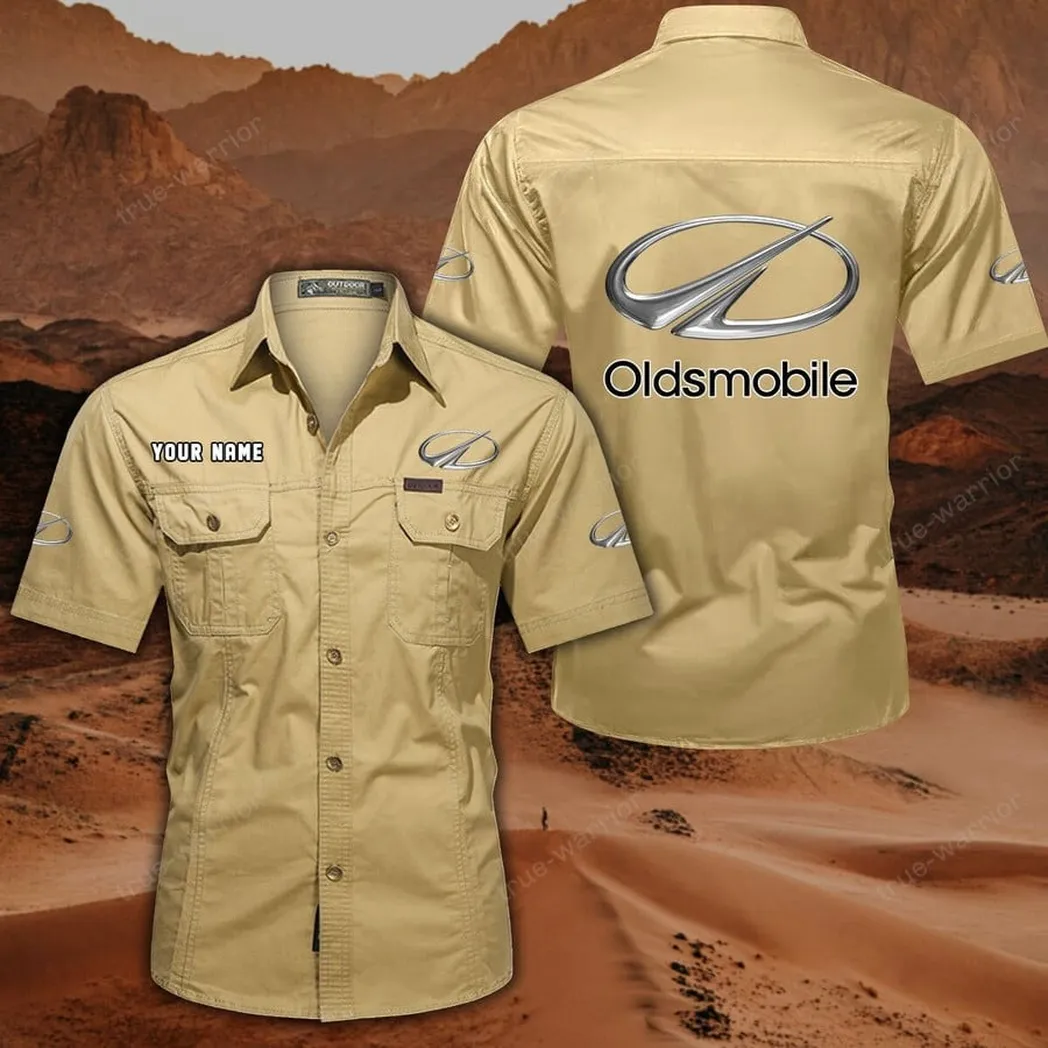 Oldsmobile Hemd mit kurzen Ärmeln, All-Over-Print Kurzarmhemd CAR444052625955 - Khaki