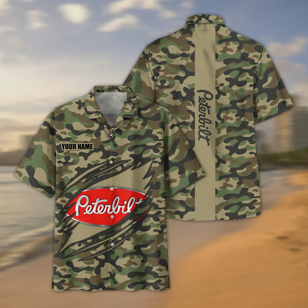 Peterbilt Hawaiihemd im Camouflage-Stil, Oversized CAR210040825727