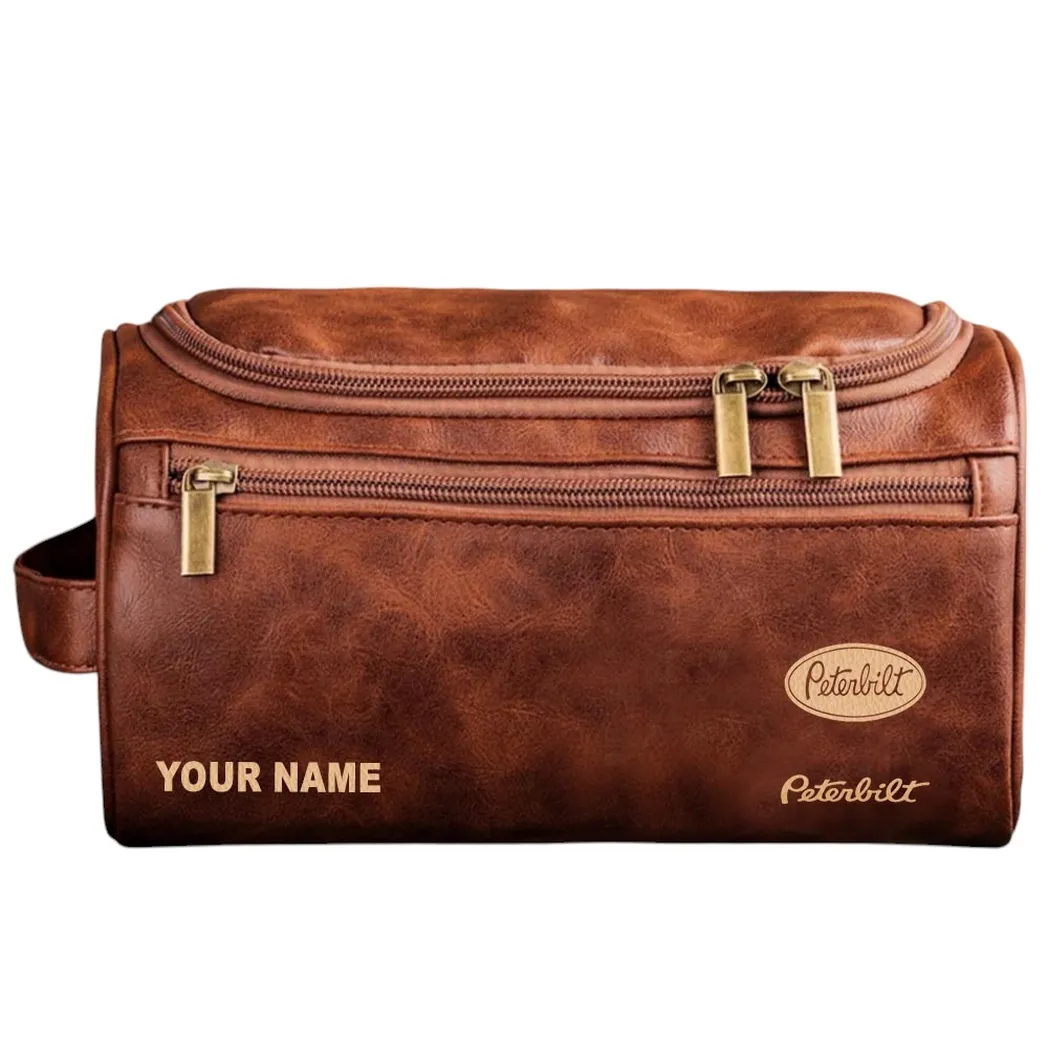Peterbilt Ledertasche, Personalisierte Kulturtasche - Rotbraun CAR44305072502
