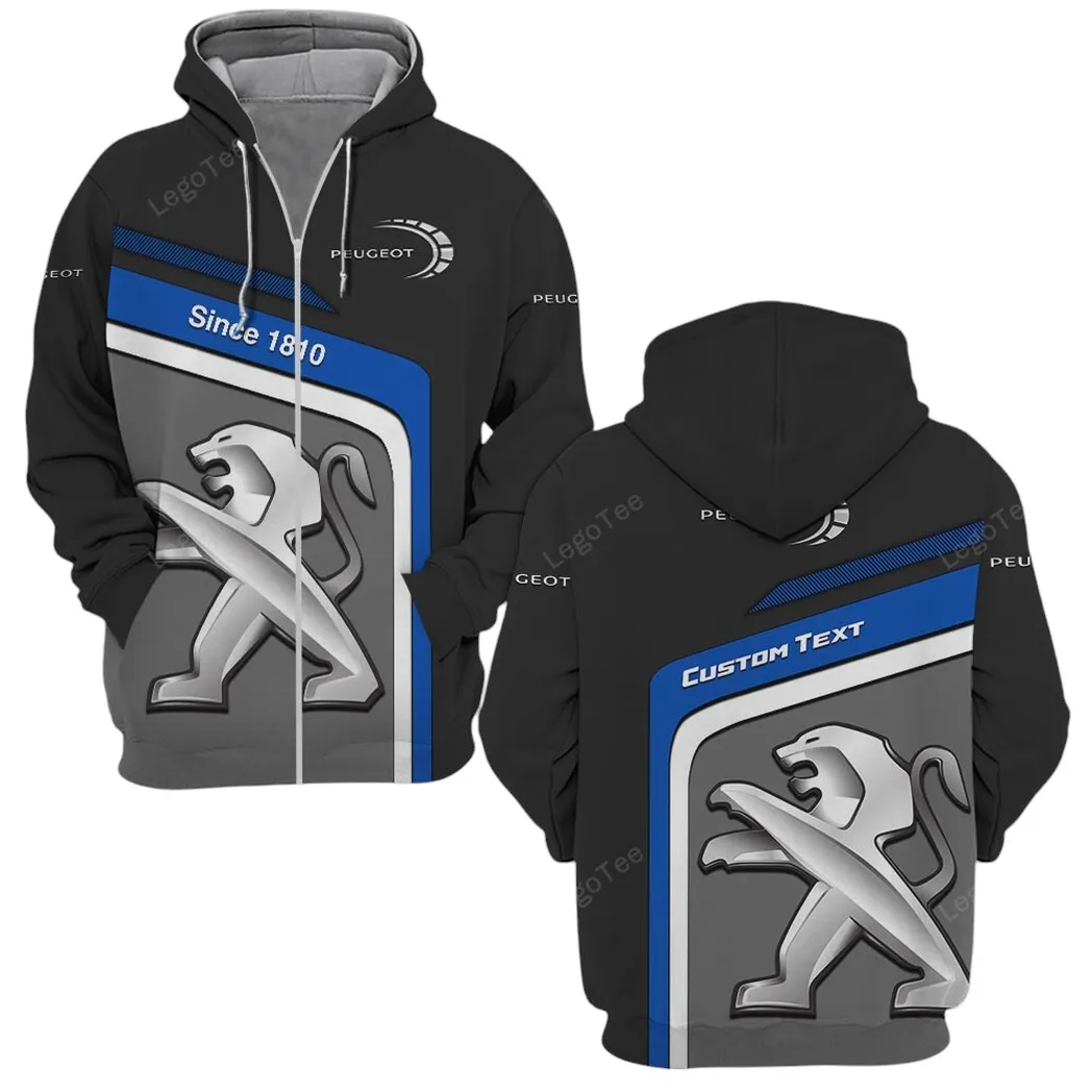 Peugeot Hoodie mit reißverschluss, Allover-Druck Hoodie Peugeot Fan CAR11103032558