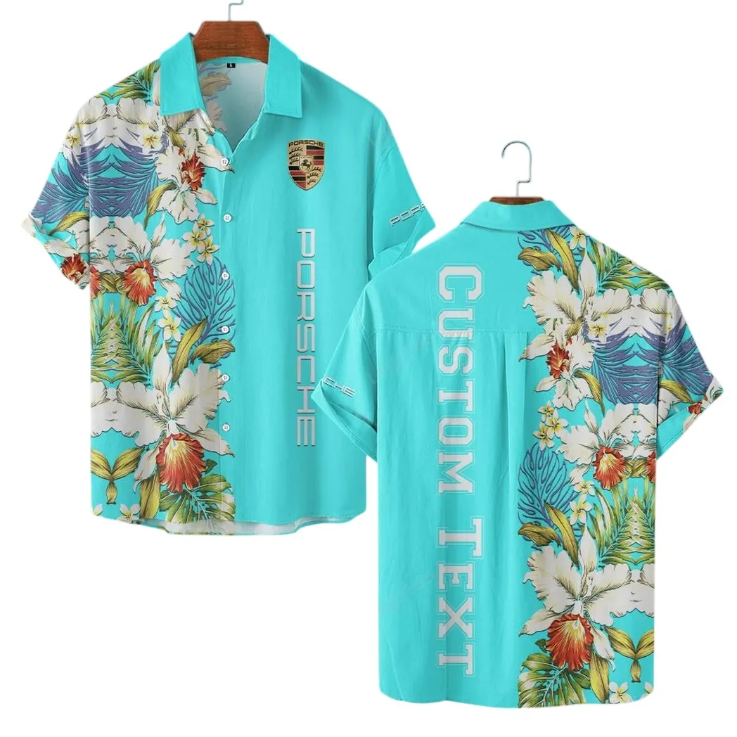 Porsche Hawaiihemd für Männer, Hawaiian Shirt für Porsche Fan CAR1230304010 - Cyan