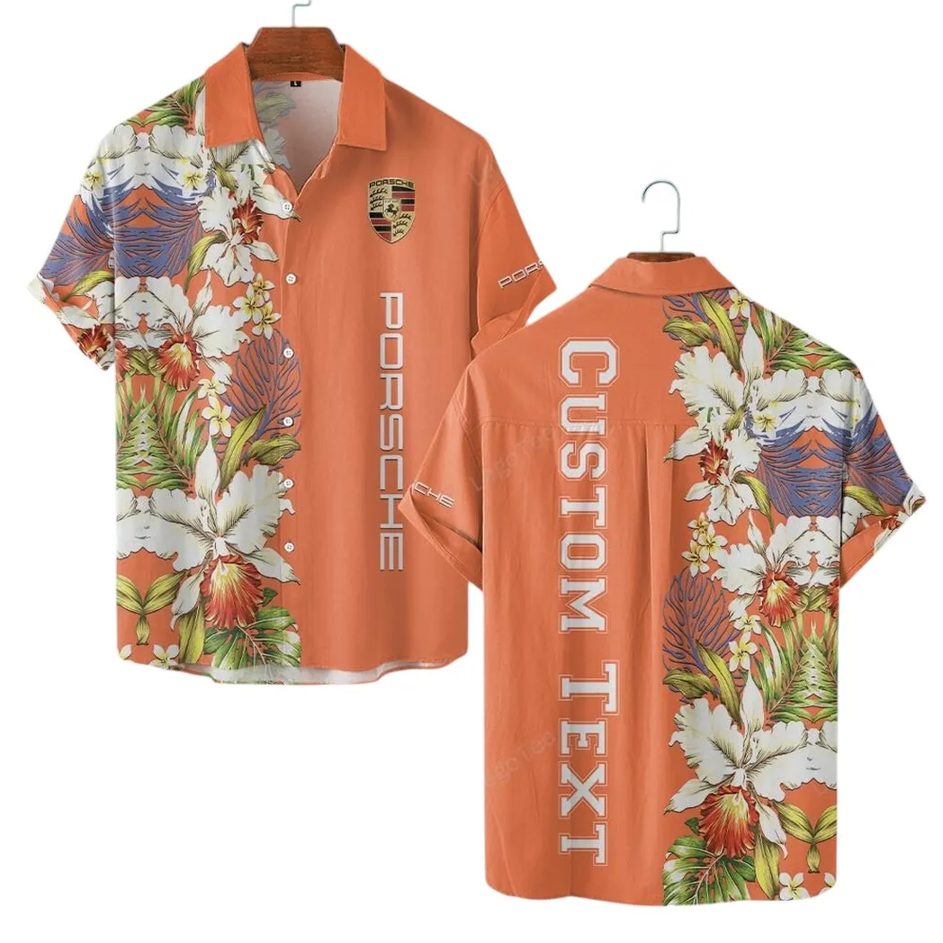 Porsche Hawaiihemd für Männer, Hawaiian Shirt für Porsche Fan CAR1230304010 - Orange