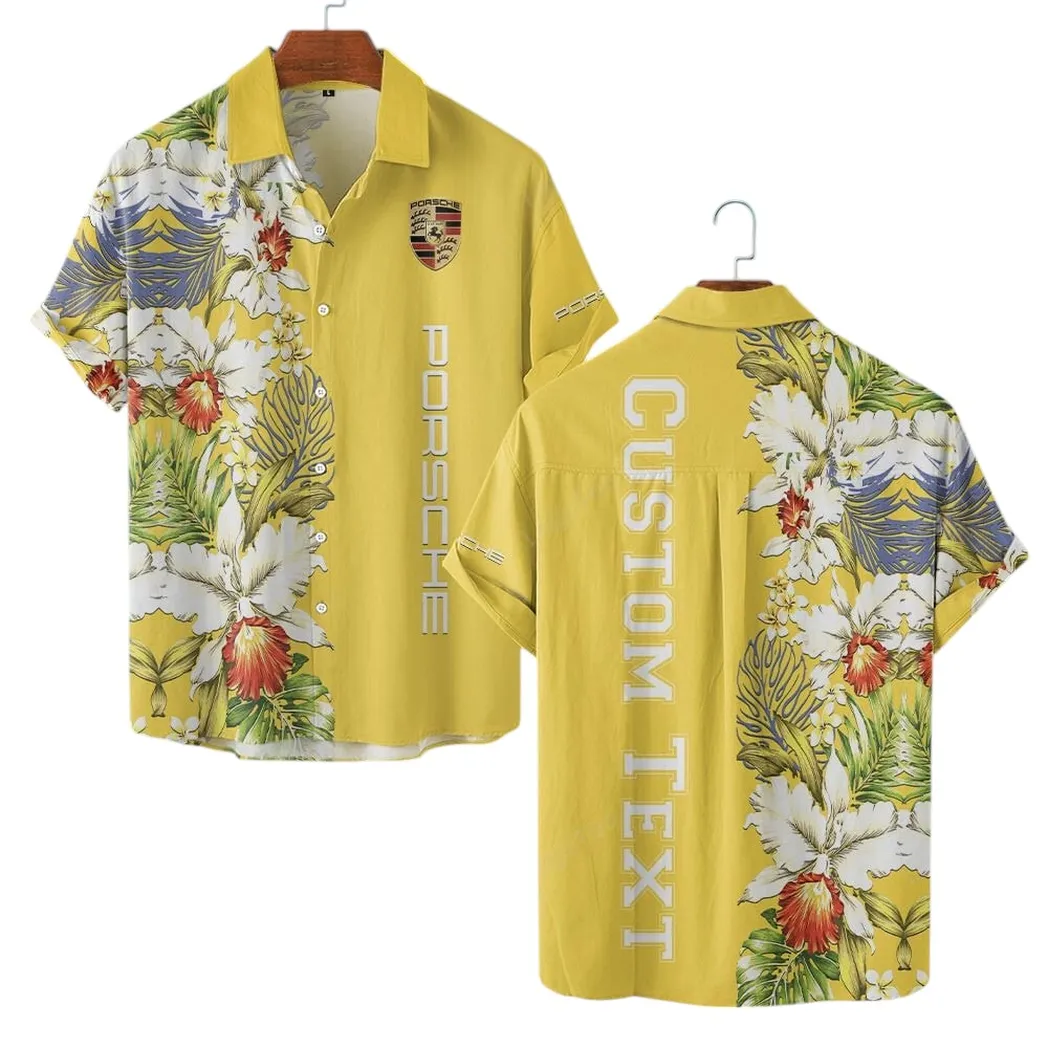 porsche hawaiihemd fr mnner hawaiian shirt fr porsche fan car1230304010 yellow hkdzr