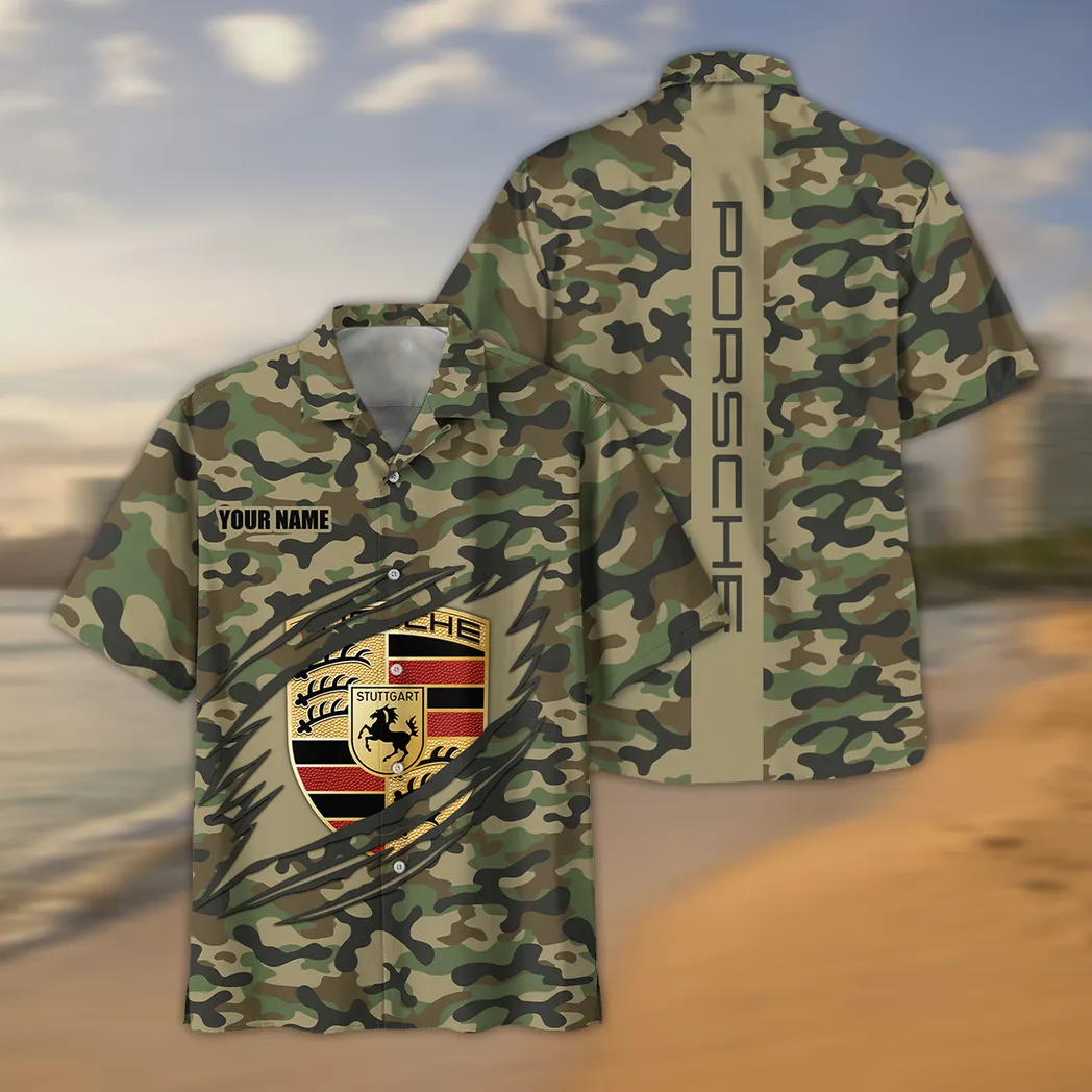 Porsche Hawaiihemd im Camouflage-Stil, Oversized CAR210040825730
