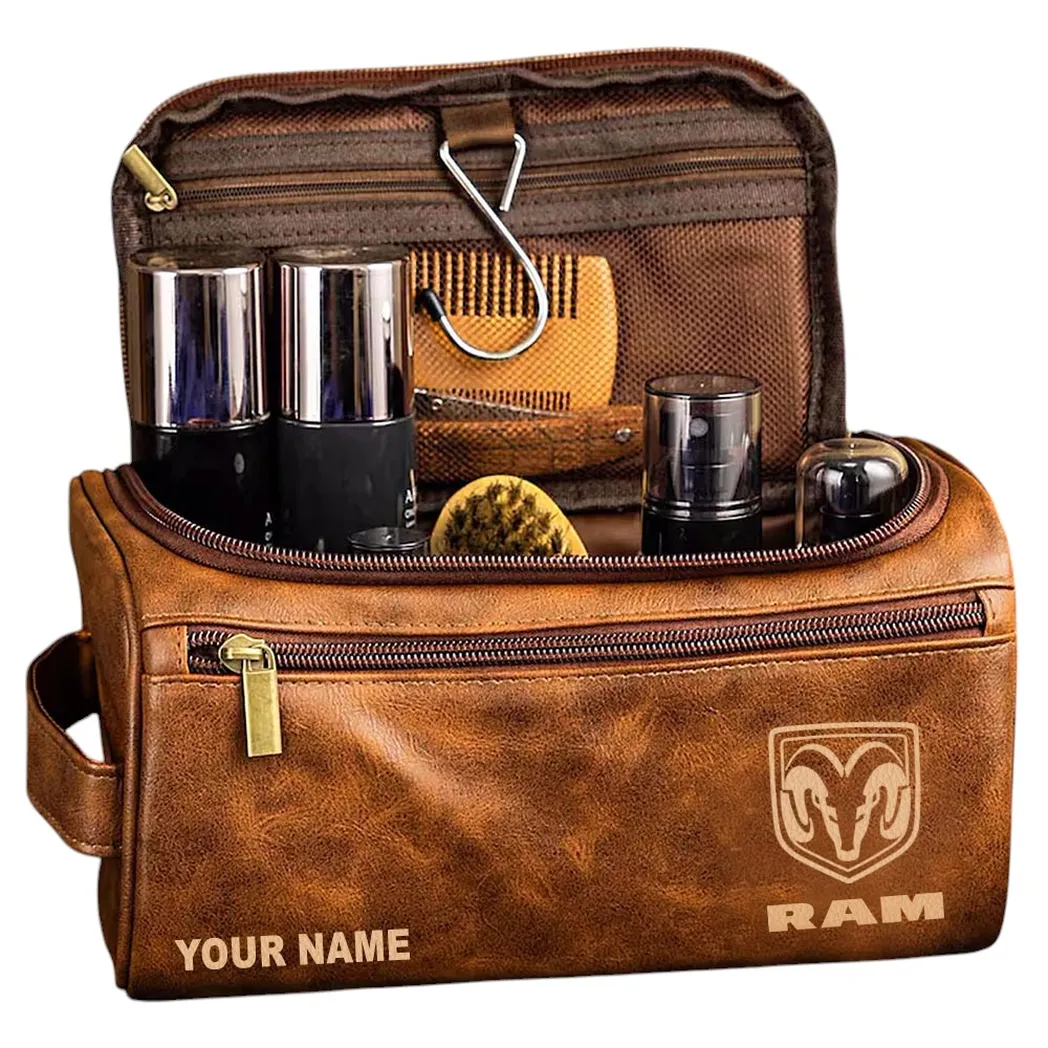 Ram Trucks Ledertasche, Personalisierte Kulturtasche - Gelbbraun CAR44305072506