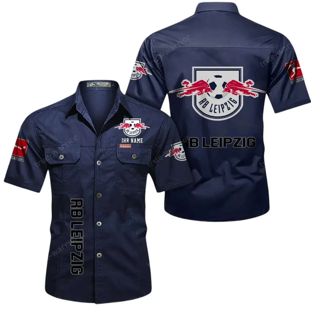 RB Leipzig Hemd mit kurzen Ärmeln, All-Over-Print Kurzarmhemd BDE11052625259 - Dunkelblau