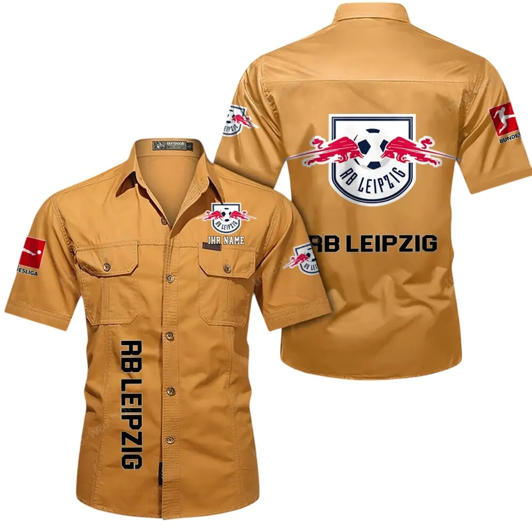 RB Leipzig Hemd mit kurzen Ärmeln, All-Over-Print Kurzarmhemd BDE11052625259 - Gelb-Orange