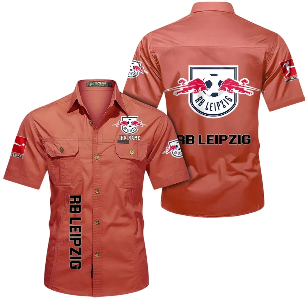 RB Leipzig Hemd mit kurzen Ärmeln, All-Over-Print Kurzarmhemd BDE11052625259 - Rot