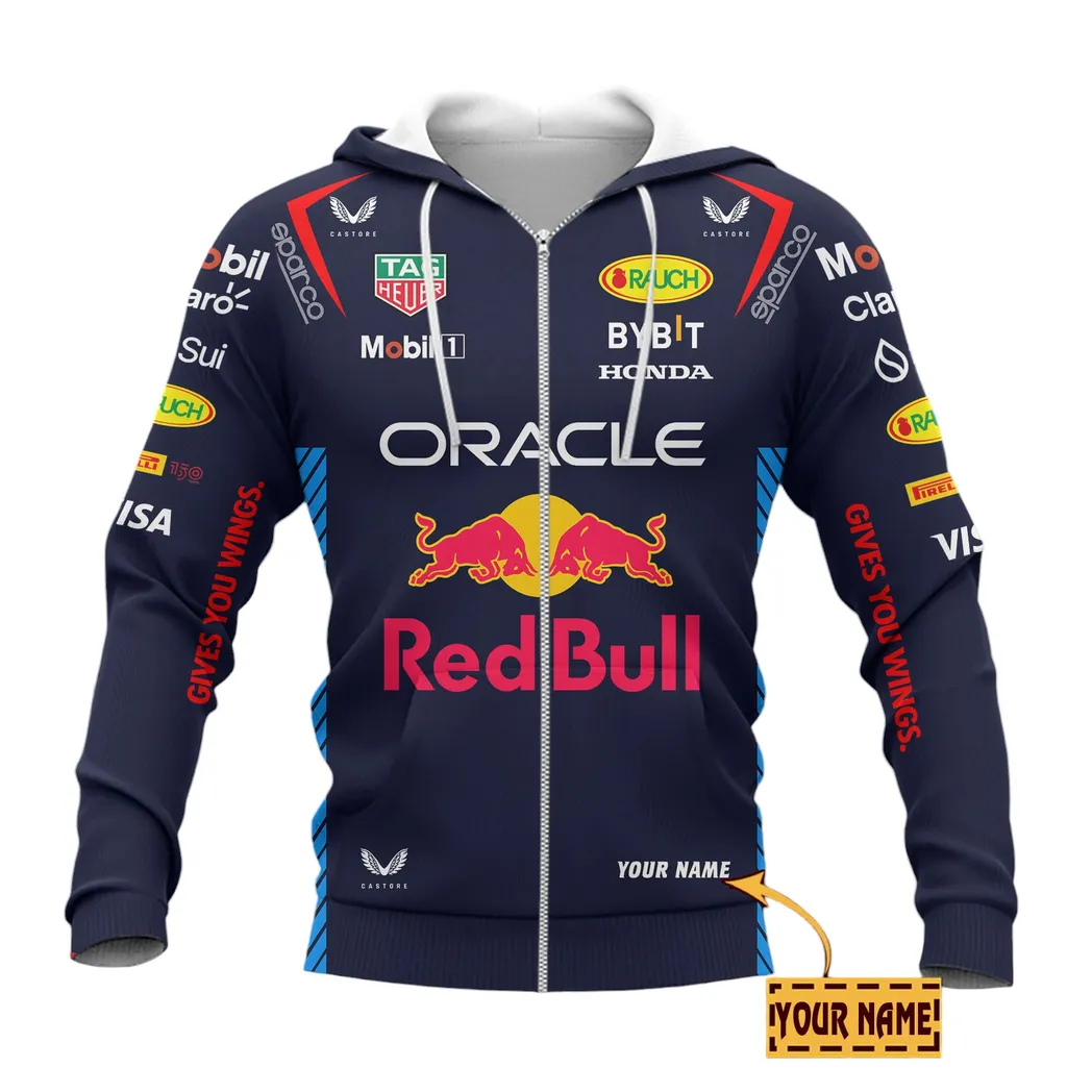 Red Bull Racing 2024 Hoodie mit reißverschluss, All-over-print Hoodie Red Bull Racing 2024 CAR41304142501
