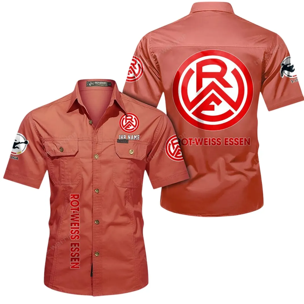 Rot-Weiss Essen Hemd mit kurzen Ärmeln, All-Over-Print Kurzarmhemd BDE11052625274 - Rot