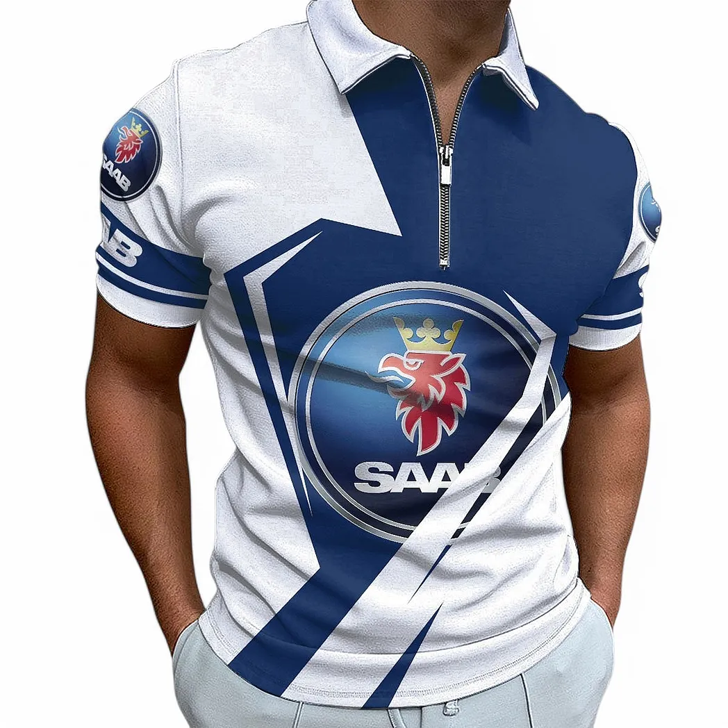 Saab Automobile Poloshirt mit Reißverschluss für Männer, Geschenk für Saab Automobile Fan CAR68022125958