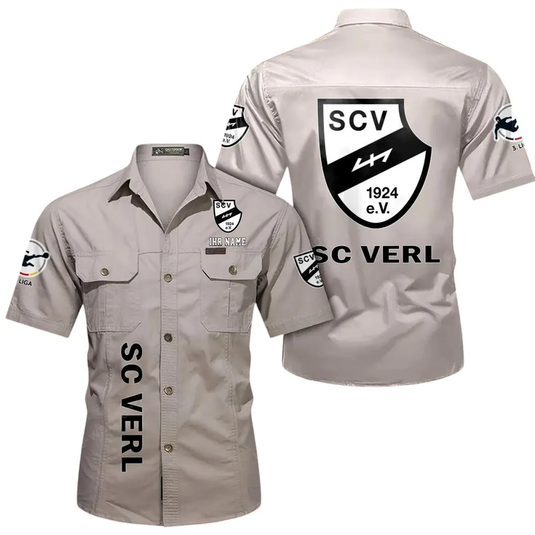 SC Verl Hemd mit kurzen Ärmeln, All-Over-Print Kurzarmhemd BDE11052625250 - Beige