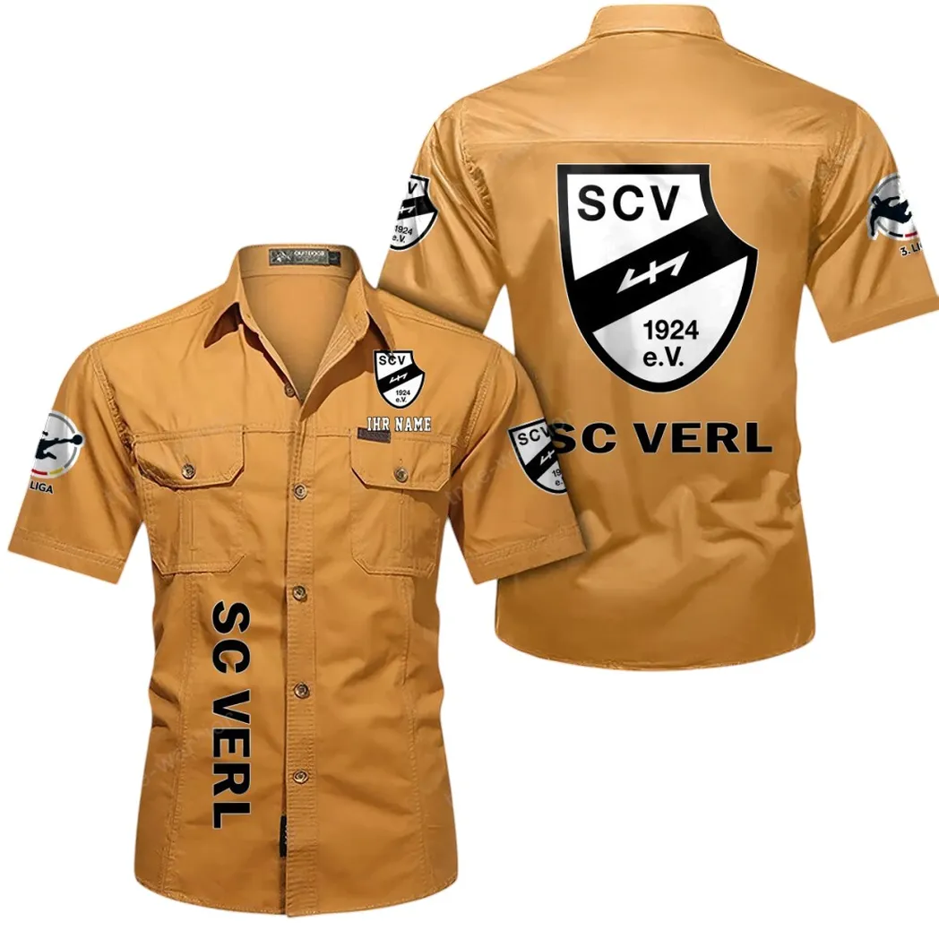 SC Verl Hemd mit kurzen Ärmeln, All-Over-Print Kurzarmhemd BDE11052625250 - Gelb-Orange