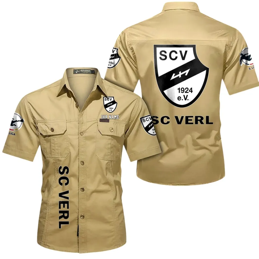 SC Verl Hemd mit kurzen Ärmeln, All-Over-Print Kurzarmhemd BDE11052625250 - Khaki