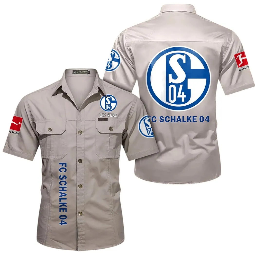 Schalke 04 Hemd mit kurzen Ärmeln, All-Over-Print Kurzarmhemd BDE11052625240 - Beige