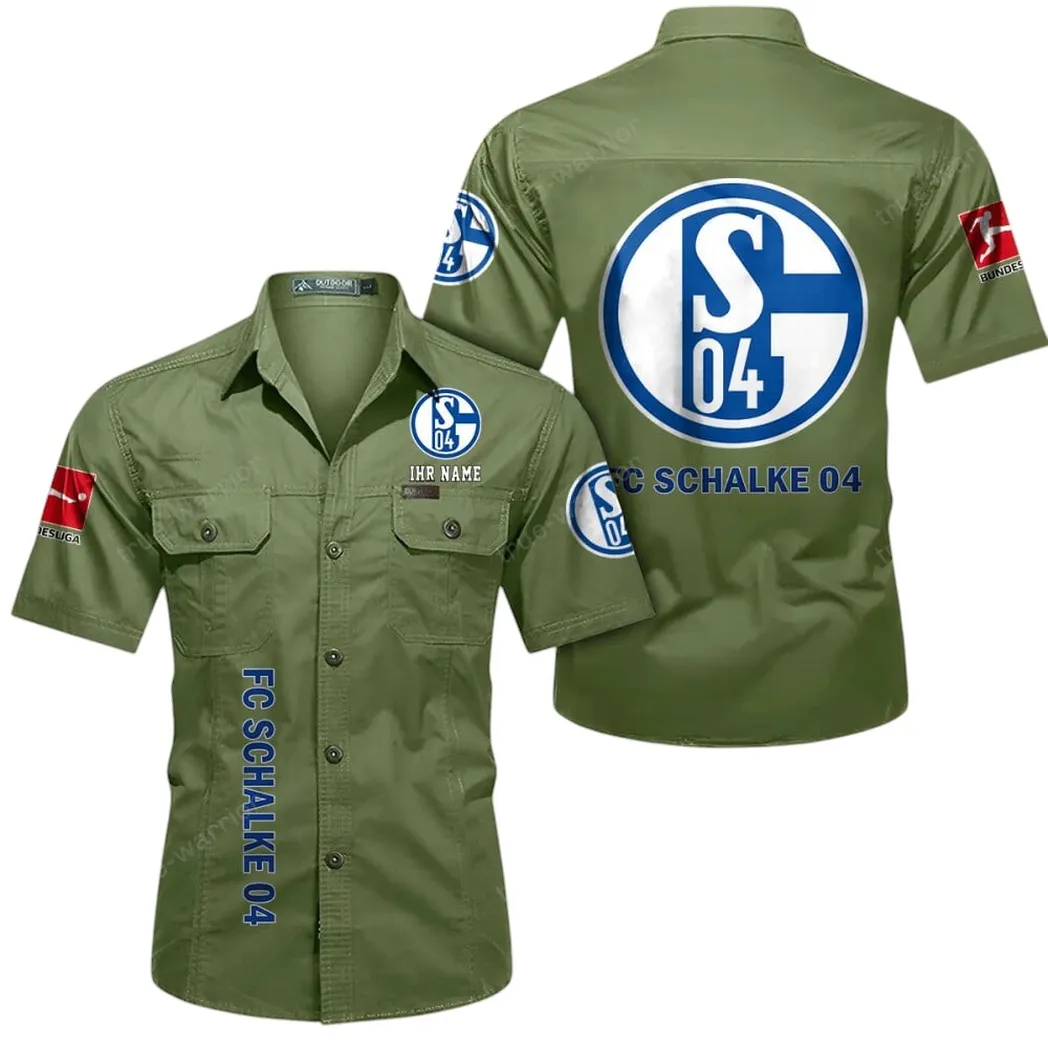Schalke 04 Hemd mit kurzen Ärmeln, All-Over-Print Kurzarmhemd BDE11052625240 - Fruchtgrün