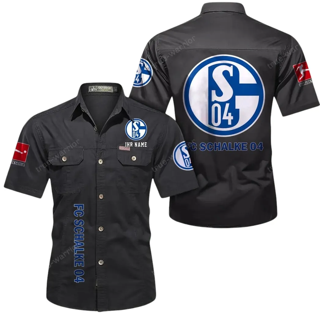Schalke 04 Hemd mit kurzen Ärmeln, All-Over-Print Kurzarmhemd BDE11052625240 - Schwarz