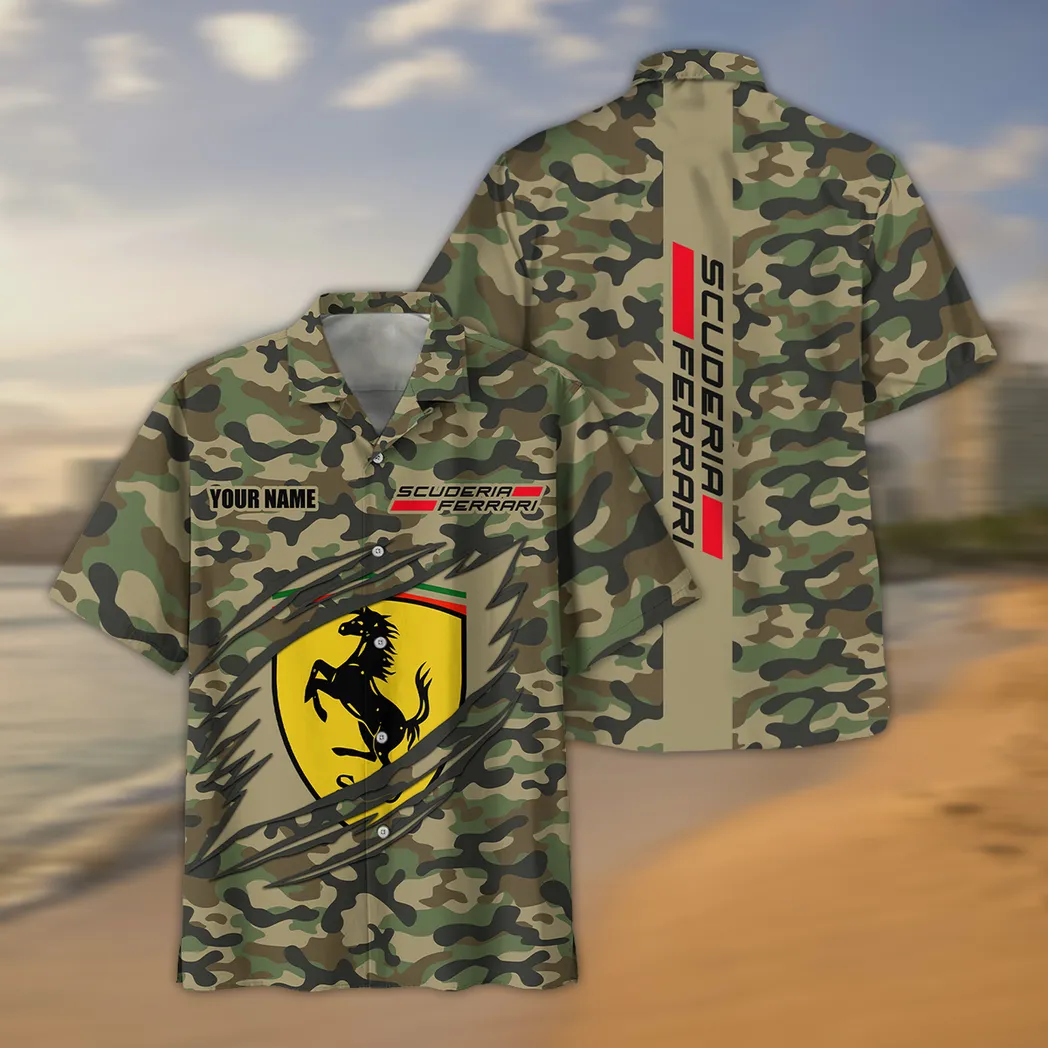 Scuderia Ferrari F1 Hawaiihemd im Camouflage-Stil, Oversized CAR210040825752