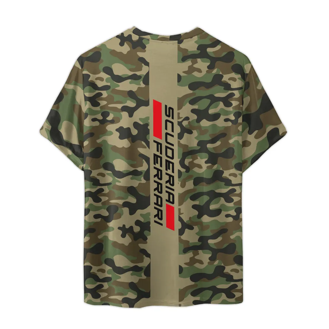scuderia ferrari f1 t shirt im camouflage stil oversized hemd car210040825752