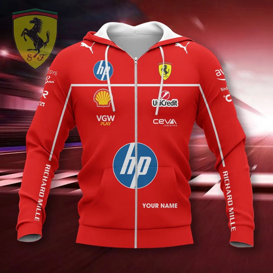 scuderia ferrari hoodie mit reiverschluss all over print hoodie car418050925666 orf7b