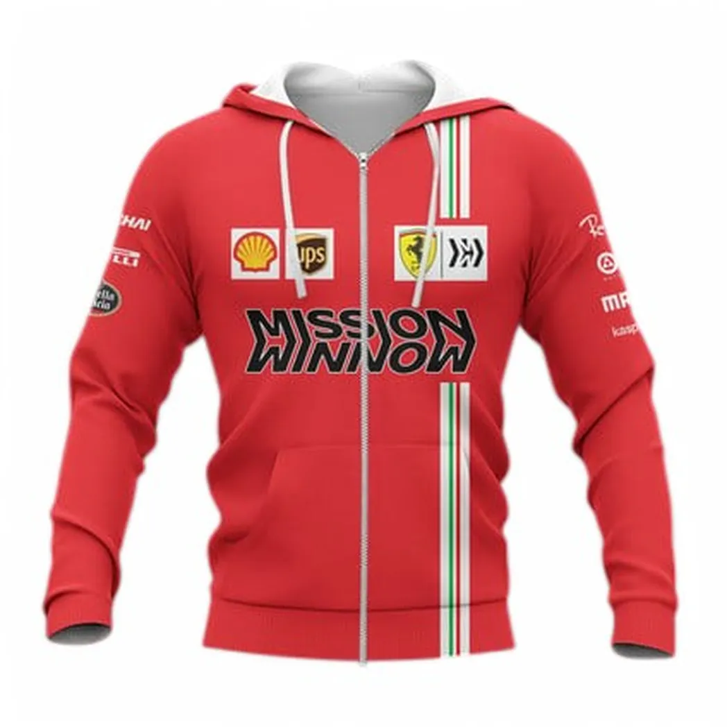 Scuderia Ferrari Hoodie mit reißverschluss, All-over-print Hoodie Scuderia Ferrari CAR40704092501