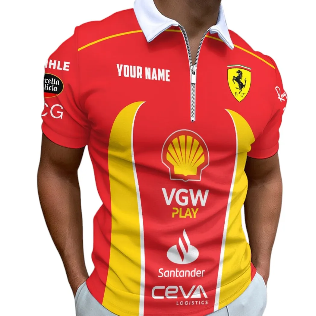 Scuderia Ferrari Poloshirt mit Reißverschluss, All Over Print Shirt Scuderia Ferrari CAR41204112505