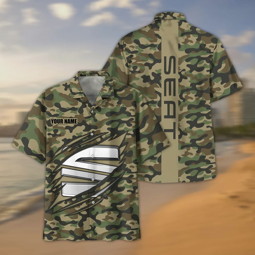 Seat Hawaiihemd im Camouflage-Stil, Oversized CAR210040825734