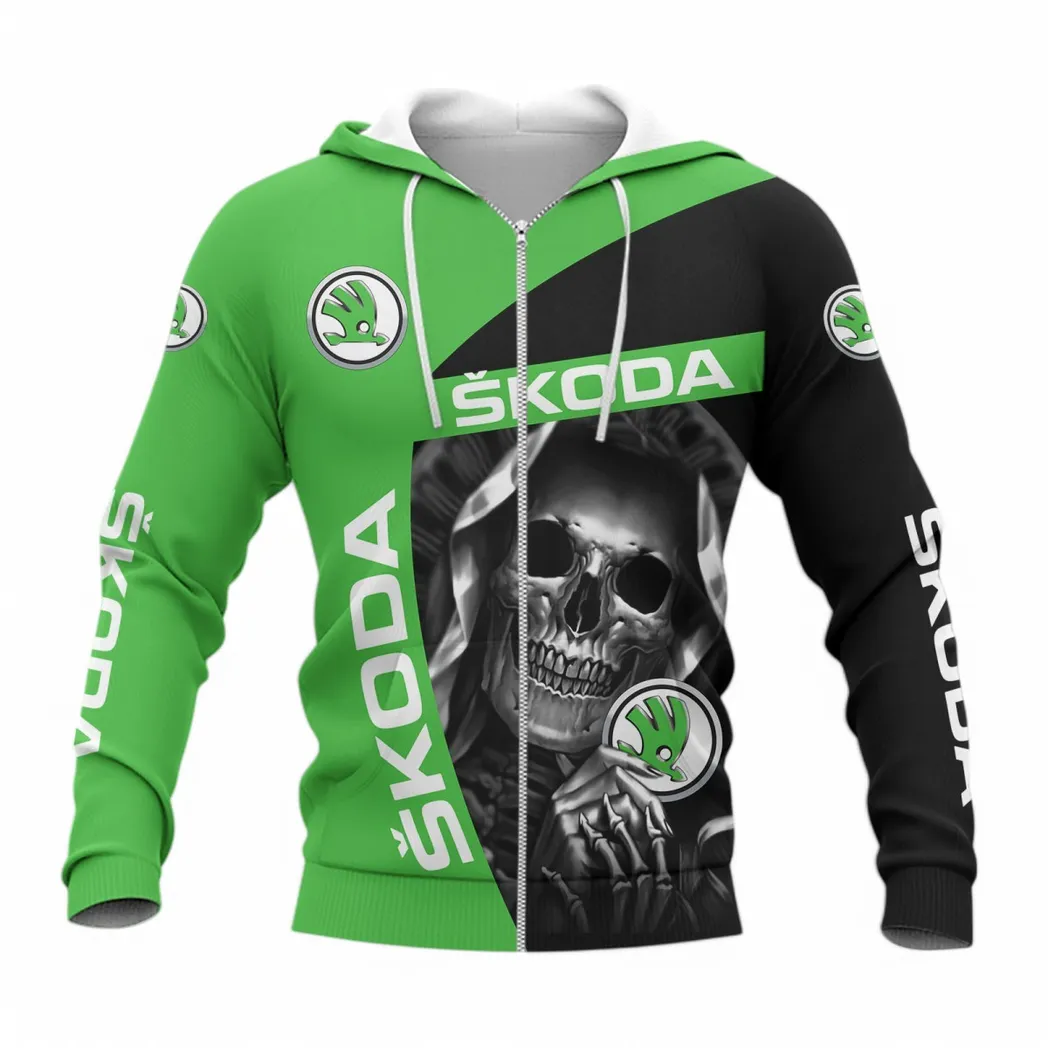 Skoda Auto Hoodie mit reißverschluss, Allover-Druck Hoodie Skoda Auto Fan CAR6702212542