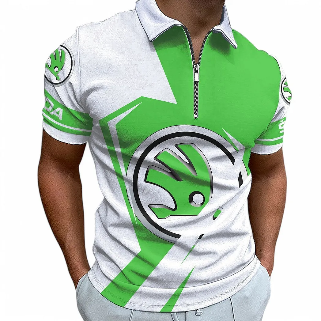 Skoda Auto Poloshirt mit Reißverschluss für Männer, Geschenk für Skoda Auto Fan CAR68022125973