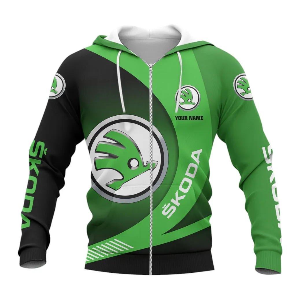 Skoda Hoodie mit reißverschluss, Allover-Druck Hoodie Skoda Fan CAR7402222563