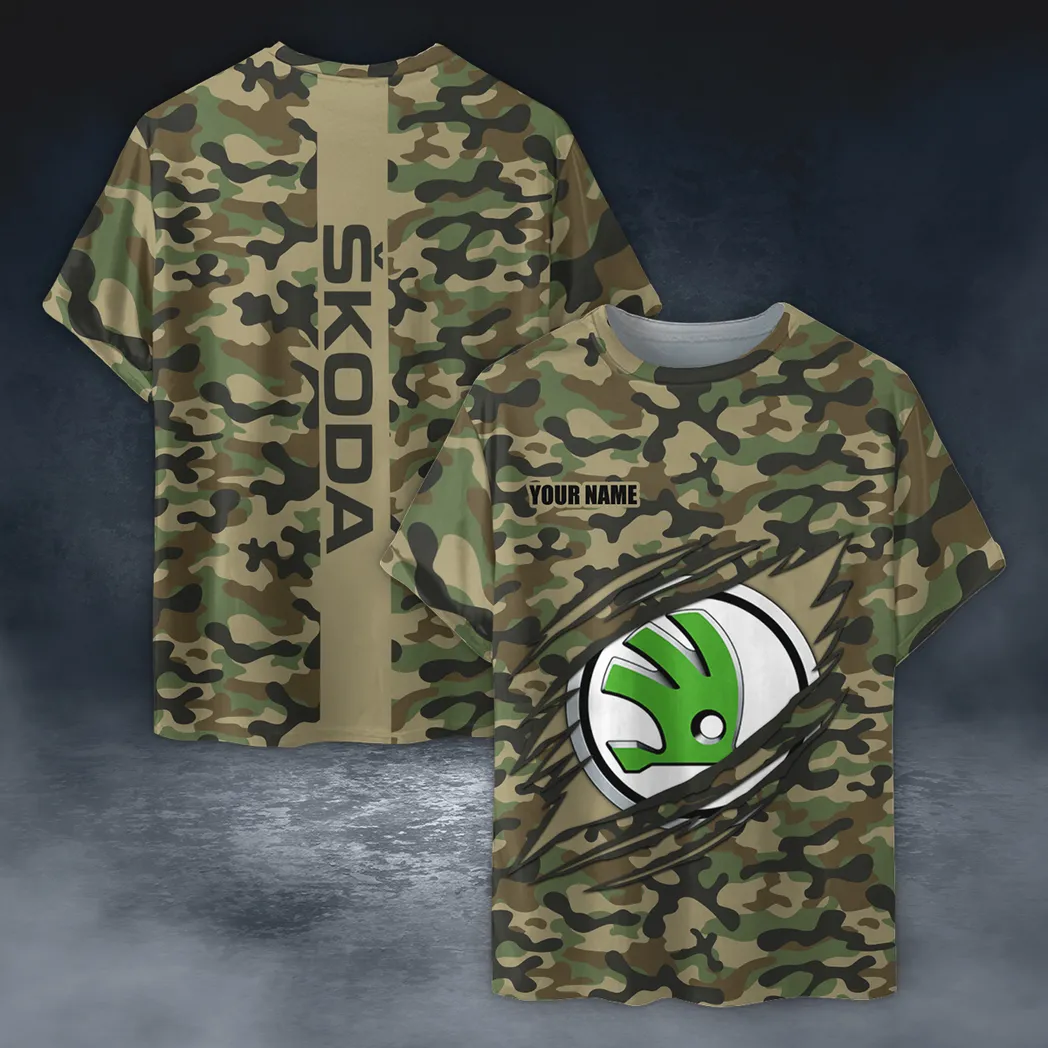 Skoda T-Shirt im Camouflage-Stil, Oversized Hemd CAR210040825735