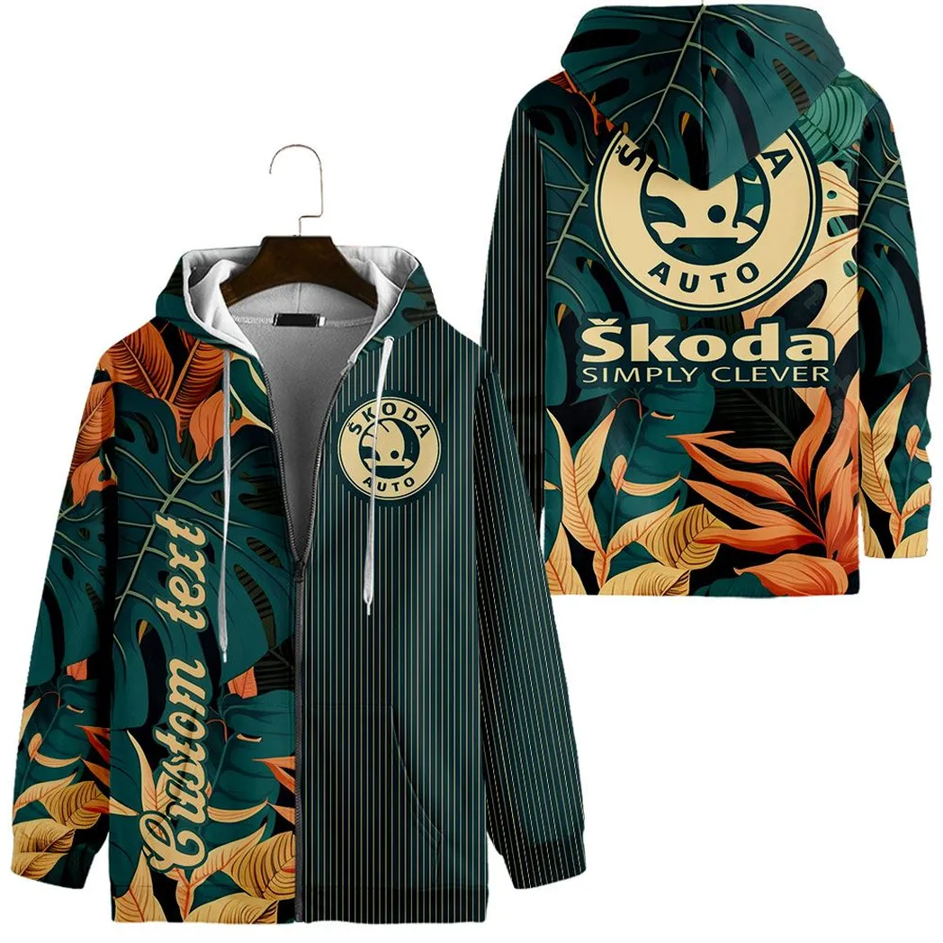 Skoda Vintage Hoodie mit reißverschluss, All-over-print Hoodie CAR434041725319