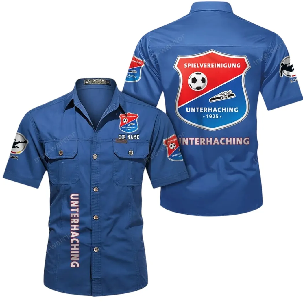 SpVgg Unterhaching Hemd mit kurzen Ärmeln, All-Over-Print Kurzarmhemd BDE11052625273 - Cowboyblau